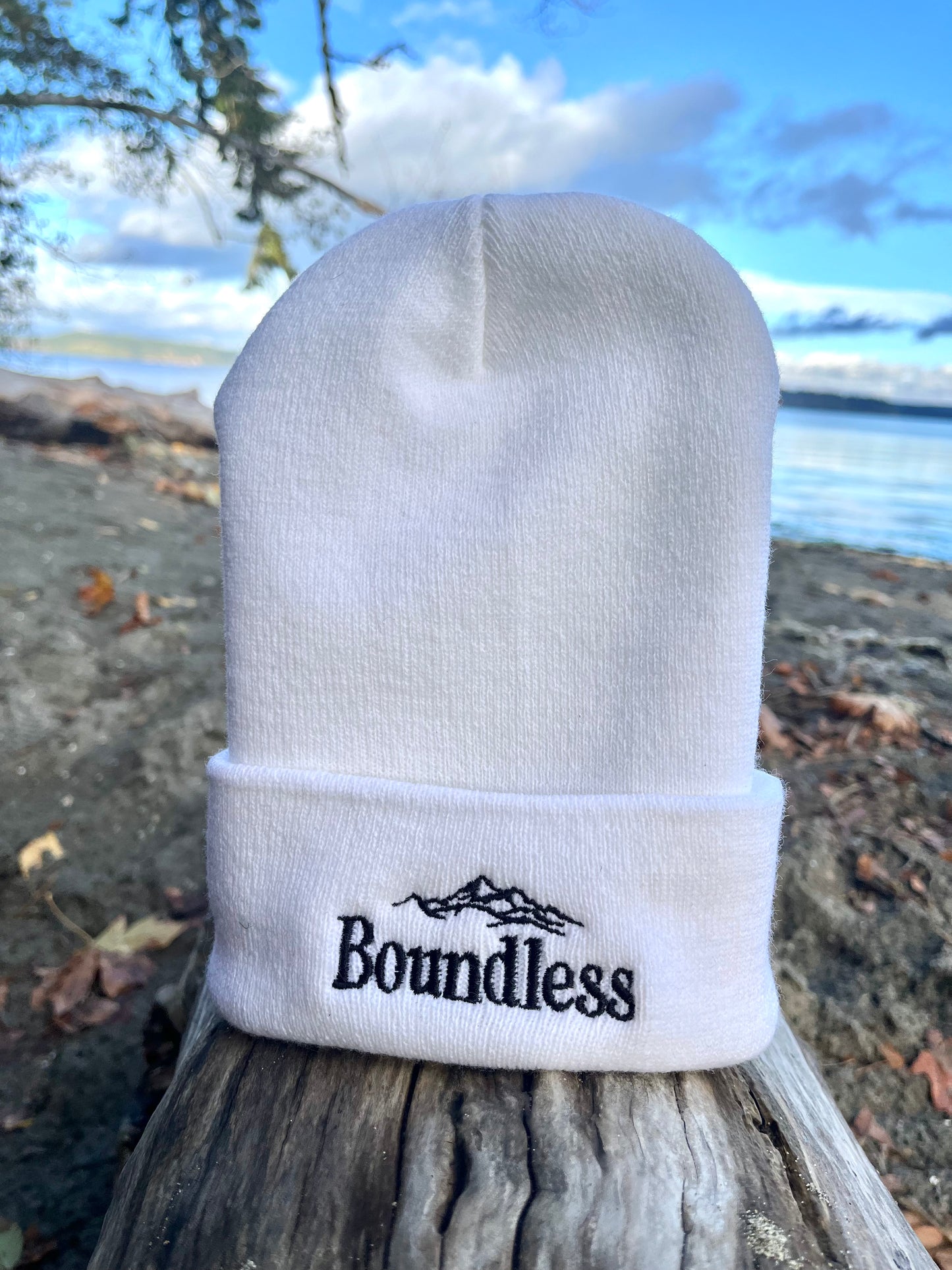 Boundless Embroidered Adventure Beanie(White)